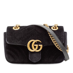 Pre-Loved Gucci Small GG Marmont Matelasse Velvet Shoulder Bag
